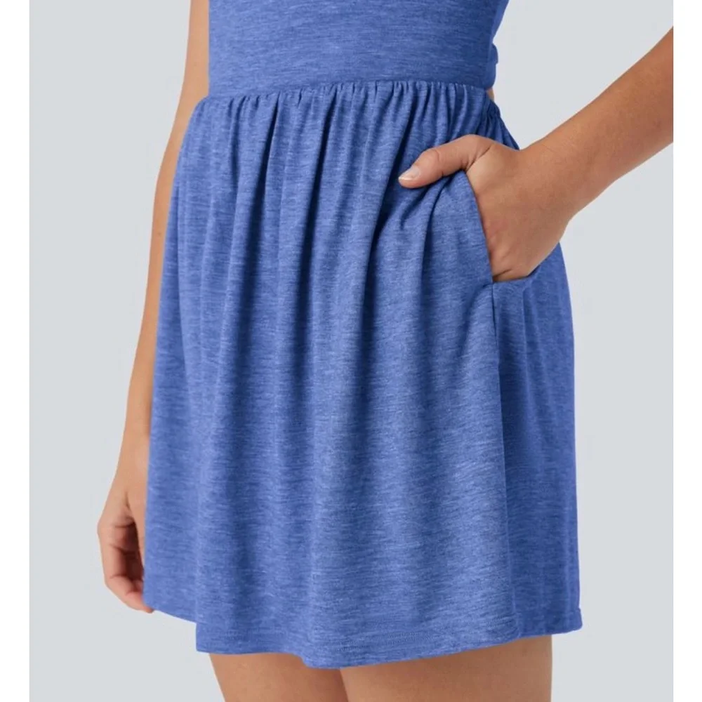 BNWT Halara Blue Heathered Scoop Neck Romper XS